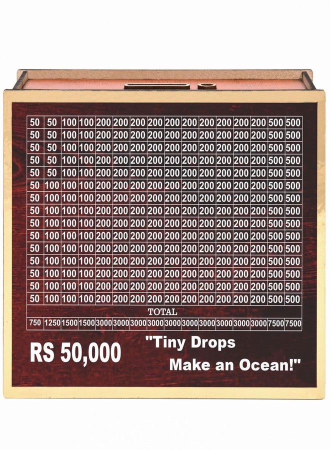 KARNI CRAFT Wooden Piggy Bank for Kids & Adults, Coin Box with Carved Design, Savings Box, Mini Bank, Wooden Coin Box, Money Saver, Piggy Bank with Numbers (Pack of 01) - Image 1